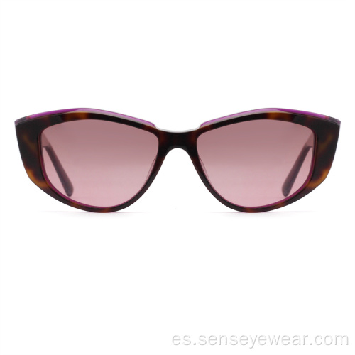 Fashion Women UV400 Bisel Acetato Gafas de sol polarizadas